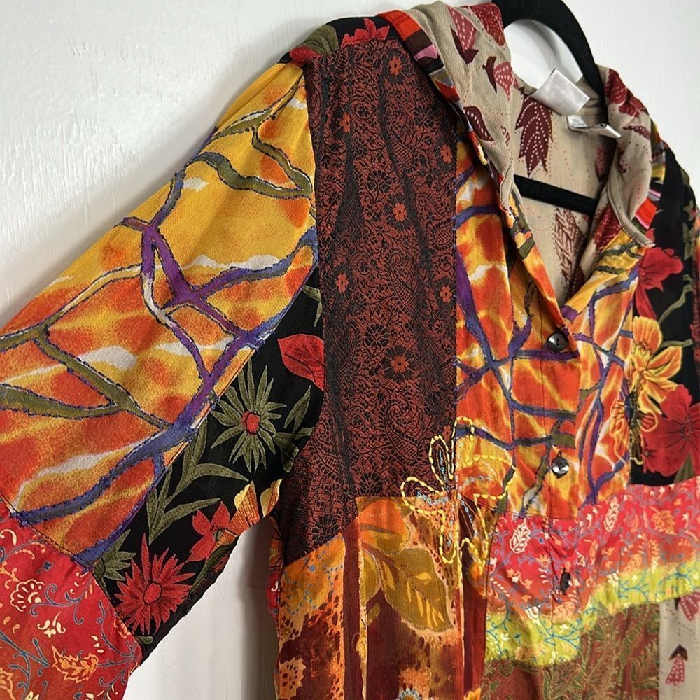 Chico's Design Patchwork Hooded Colorful Floral P… - image 2